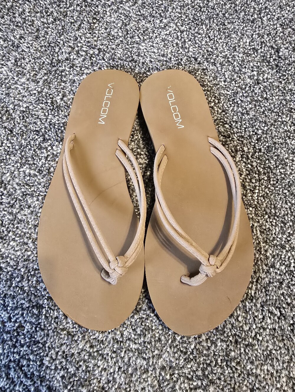 Volcom Women's Tan Knotted Strap Slide Sandals